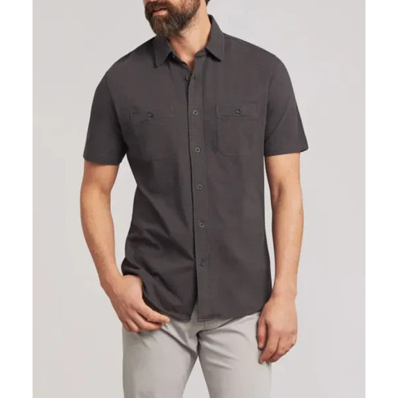 Faherty Other - Faherty Short-Sleeve Sunwashed Knit Shirt Pocket Polo Button Front Cotton Medium